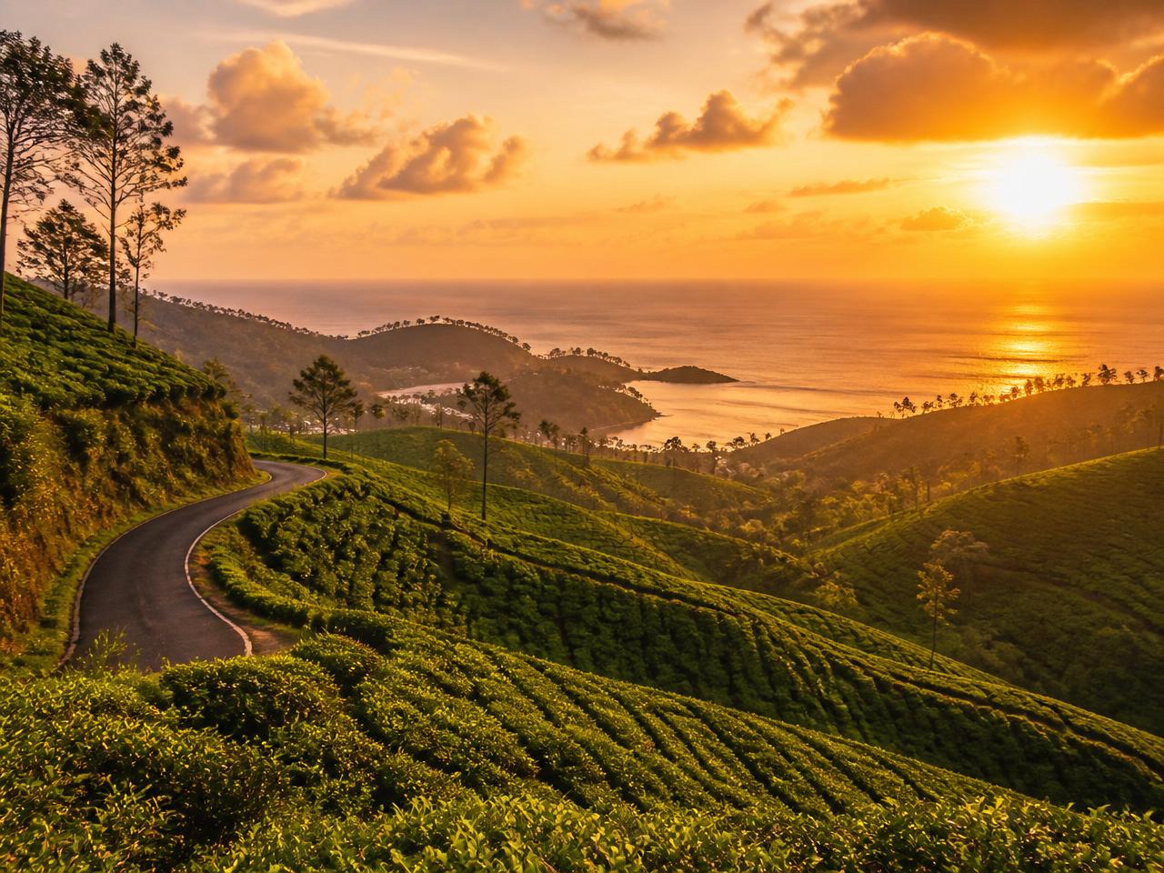 Sri Lankan landscape at sunset